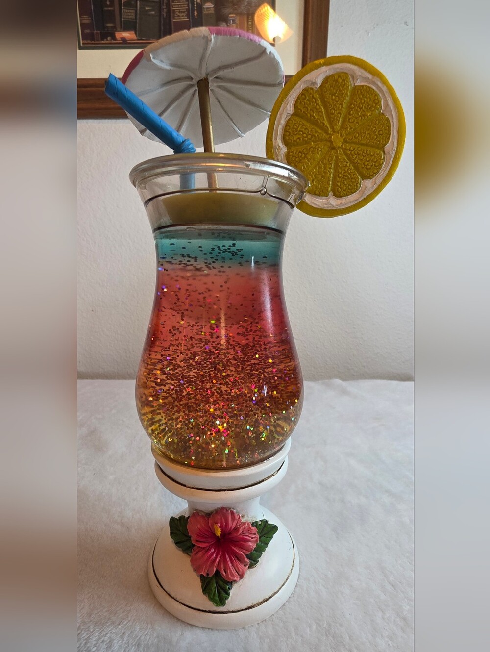 Tropical Cocktail Glitter Water Lantern Light – Battery Operated Decor